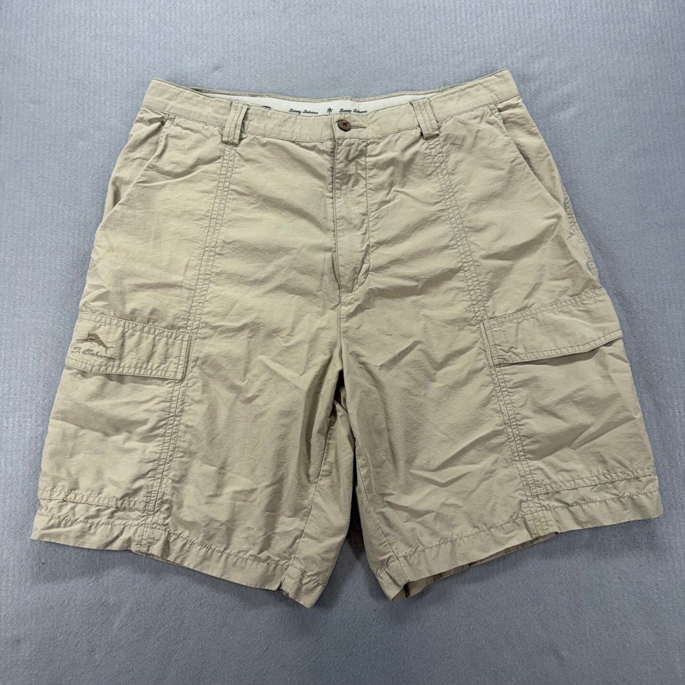 Tommy Bahama Cargo Shorts Mens 35 Khaki Tan Relax Cotton Nylon Blend Utility